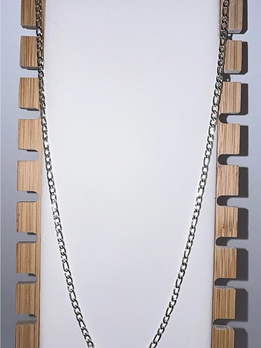 Stainless Steel Silver Figaro Chain Necklace - Shiny Silver 18”
